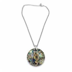 Cookie Lee Vintage Abalone Shell Pendant on Silver Chain, Adjustable